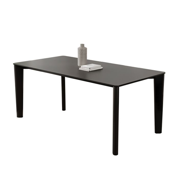 Top de piedra sinterizada Mesa negra moderna para la mesa de comedor rectangular de restaurantes con 4 patas