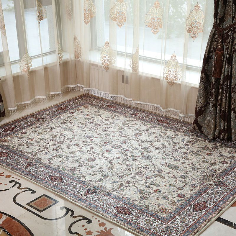 Red Retro Rug Blending Graphic Rug Stain Resistant Rug for Living Room