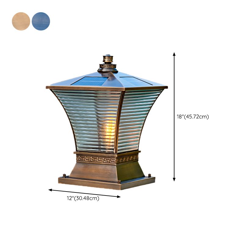Modern Pillar Light Geometric LED Solar Lighting Fixture for Backyard