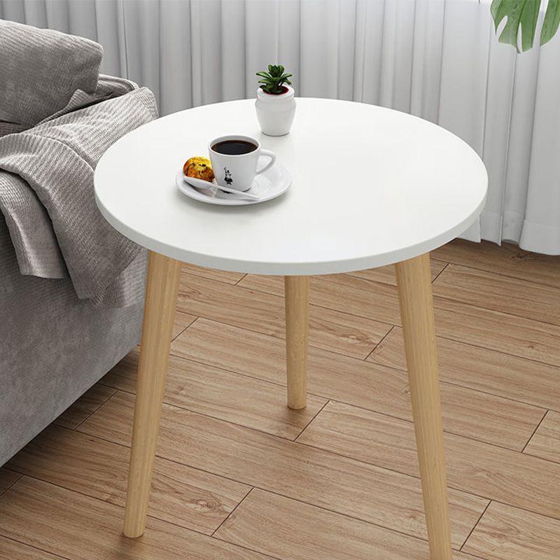 3 Legs End Table Wood White/Natural Round Side Table for Living Room