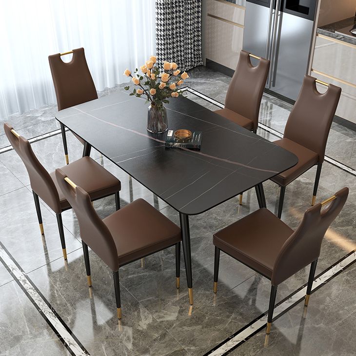 Scandinavian Style Upholstered Armless Dining Chairs Solid Back Side Chair for Home