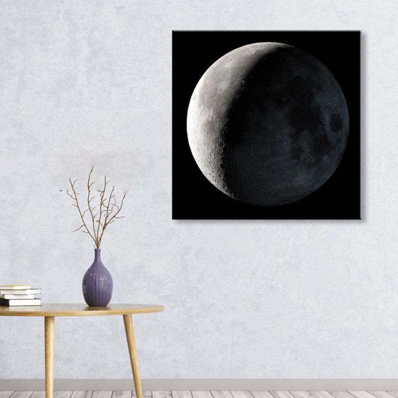 Mysterious Planet Painting Light Color Contemporary Wrapped Canvas for Family Room