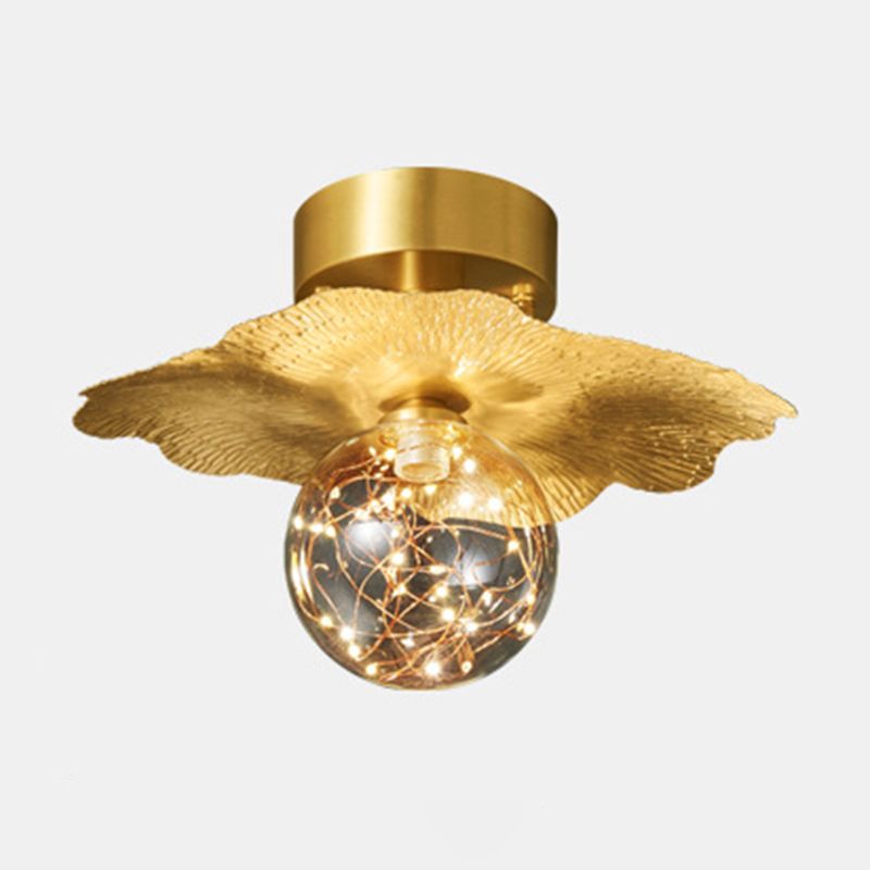 Modern Creative Style Ceiling Lamp Brass and Glass Lighting Fixture in Gold for Hallway
