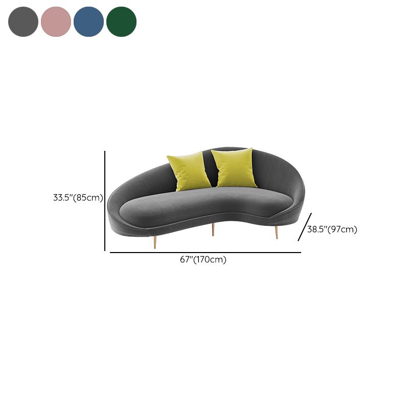 Contemporary Velvet Sloped Arms Sofa with Tight Back for Livingroom