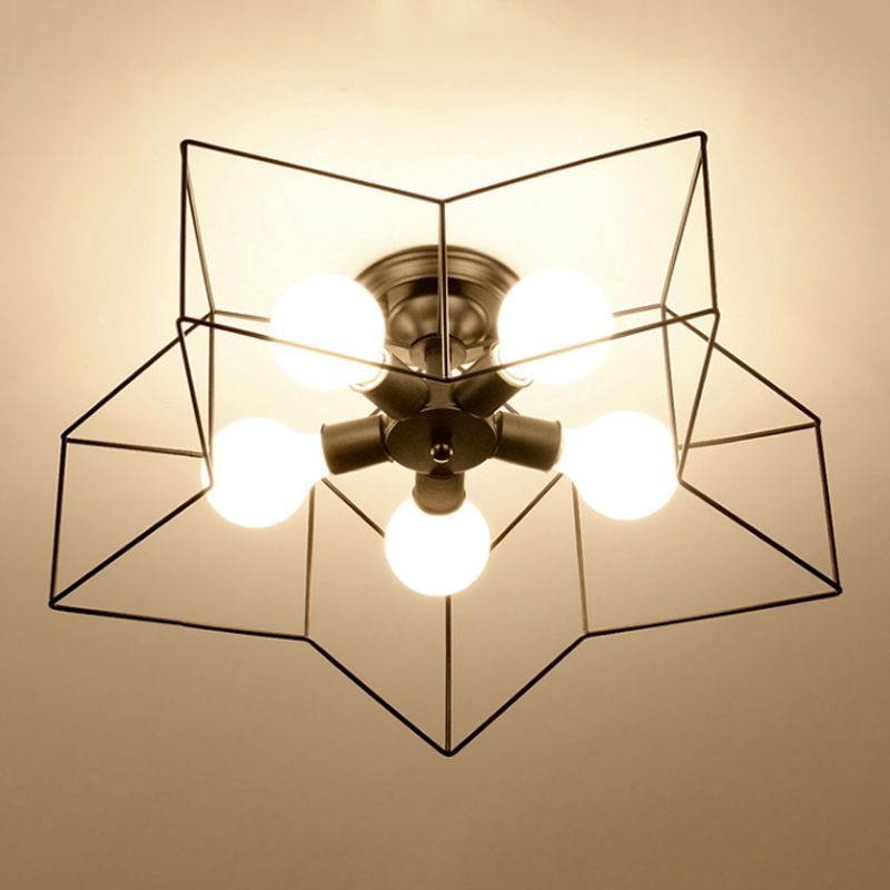 Industrial Starburst Flush Mount Ceiling Light Metal Multiple-Light Flush Light