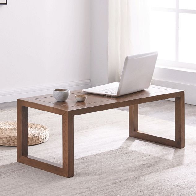 Scandinavian Solid Wood Coffee Table with Sled Base Cocktail Table
