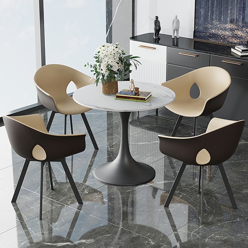 Modern 1/4/5 Pieces White Dining Set Round Sintered Stone Dining Table Set