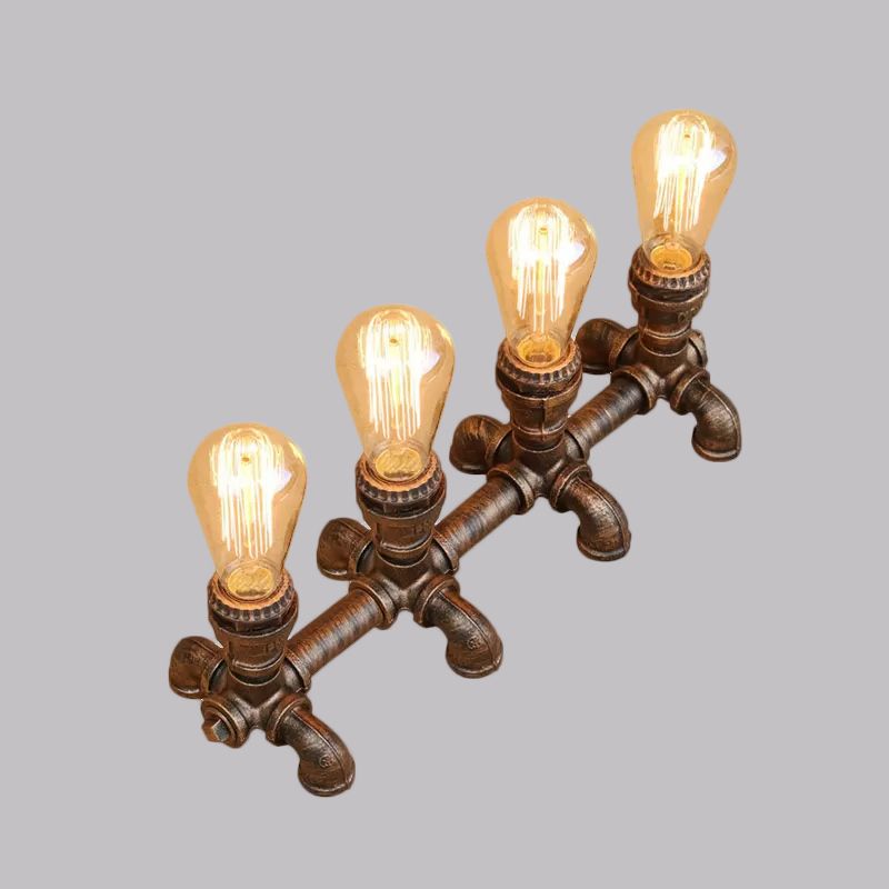 Bronze 2/3 lichten Standingslicht Industrieel Metallic Open bol Tafelverlichting met pijpontwerp voor coffeeshop
