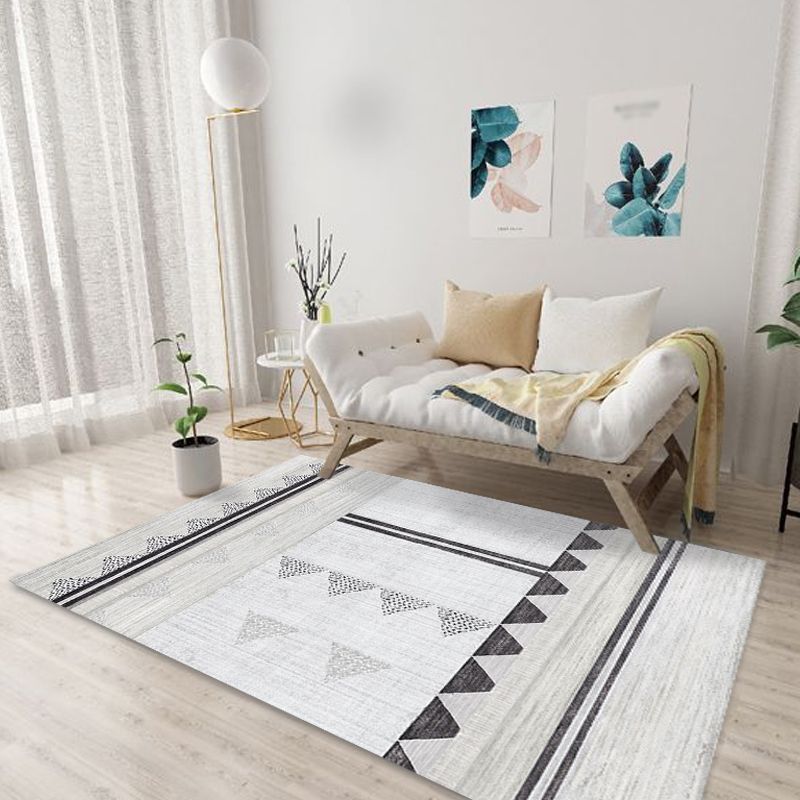 Uniek tribaal patroon tapijt licht grijs grijs Boheemse tapijten polyester huisdiervriendelijke niet-slip achteruitgaande wasbaar wastidee voor de woonkamer