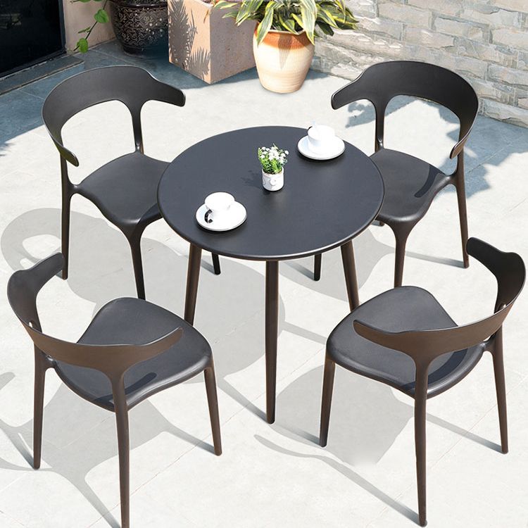 Sillas de comedor estilo Glam, silla auxiliar de plástico sin brazos para cocina (juego de 4)