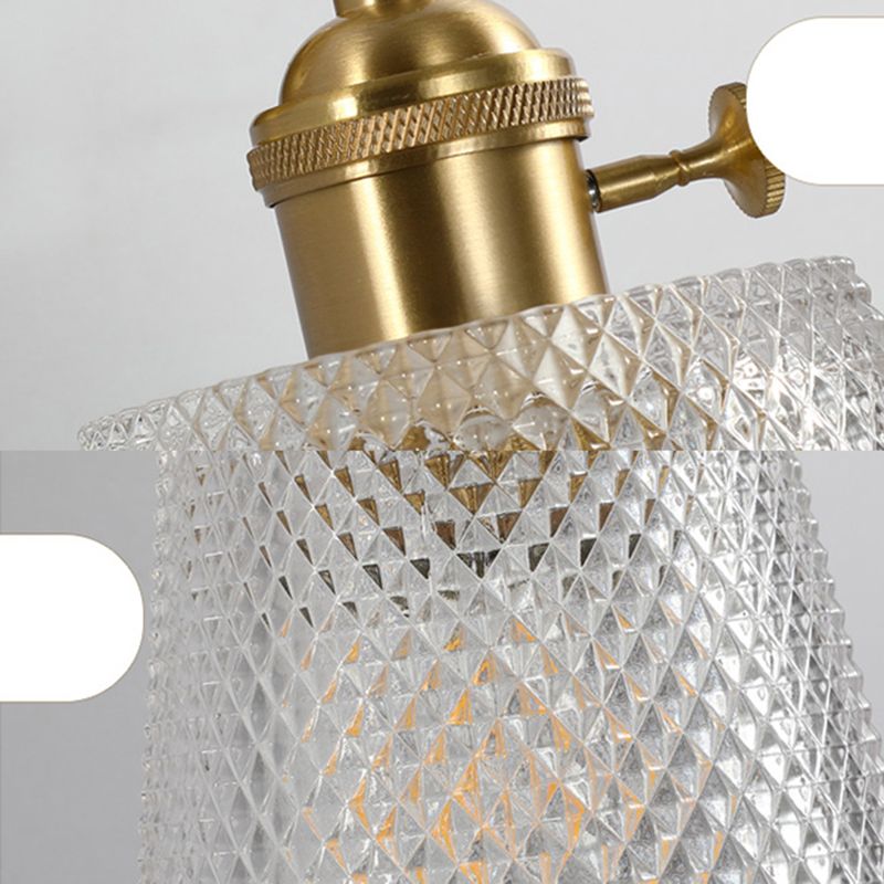 Brass Contemporary Armed Wall Mounted Light Fixture 1-Light Glass Sconce Light for Bedroom