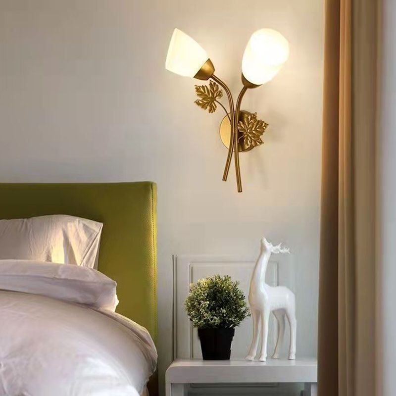 Conical Glass Wall Light Sconce Minimalist Style Sconce Light Fixture for Bedroom