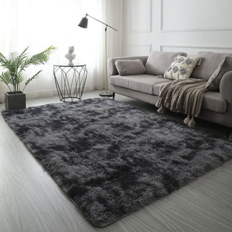 Modern Solid Color Soft Rug Rectangle Long Villus Loom Rug for Bedroom