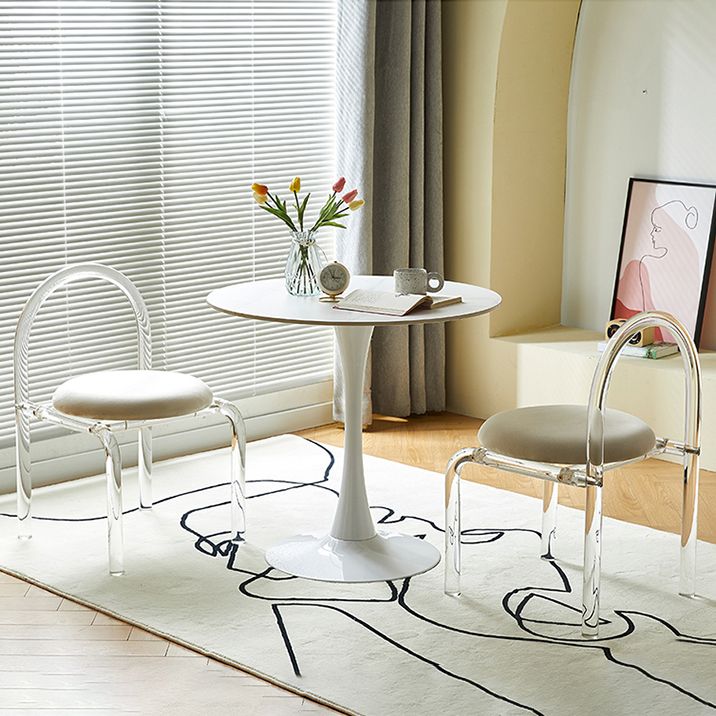 Contemporary Style Open Back Upholstered Acrylic Base Dining Side Chair