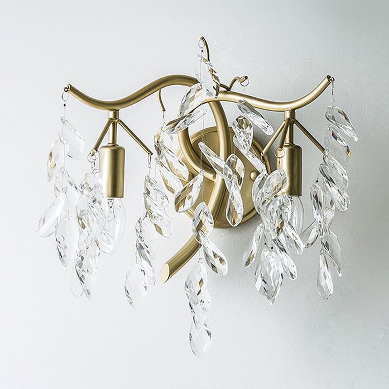 Unique Shape Metal Wall Lighting Modern Style 2 Lights Wall Mounted Light in Gold