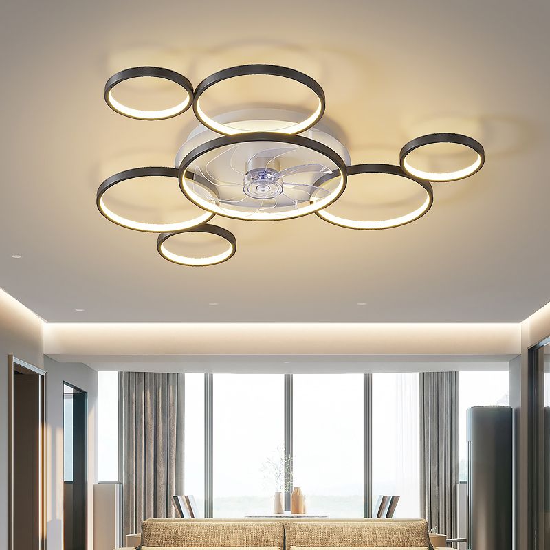 Contemporary Circle Ceiling Fan Light Metal LED Ceiling Fan for Living Room