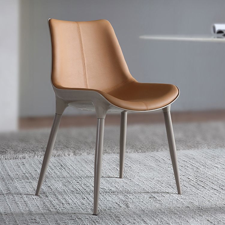 Contemporary Indoor Faux Leather Armless Upholstered Parsons Dining Chair