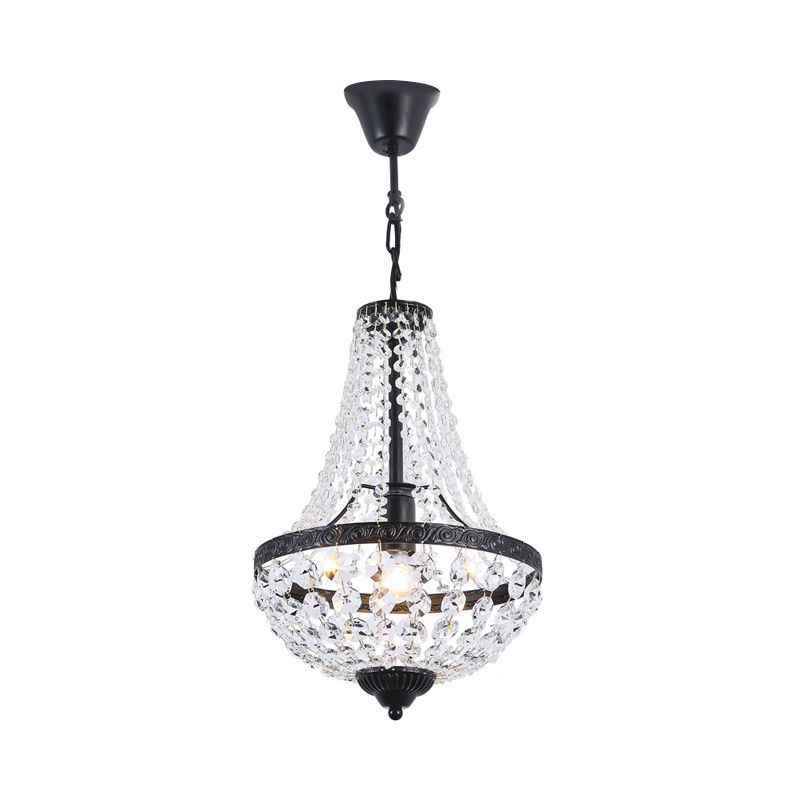 Simplicity 1 Bulb Pendant Lamp Black Basket Hanging Light Fixture with Clear Crystal Shade