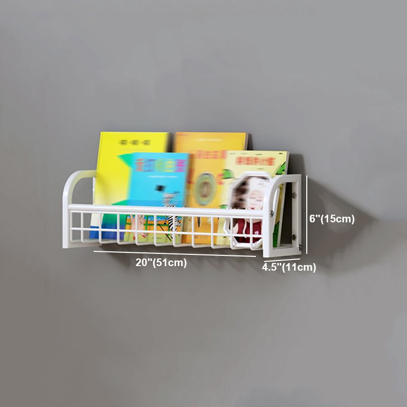 White Bookshelf Contemporary Style Wall Mounted Bookcase for Home Office