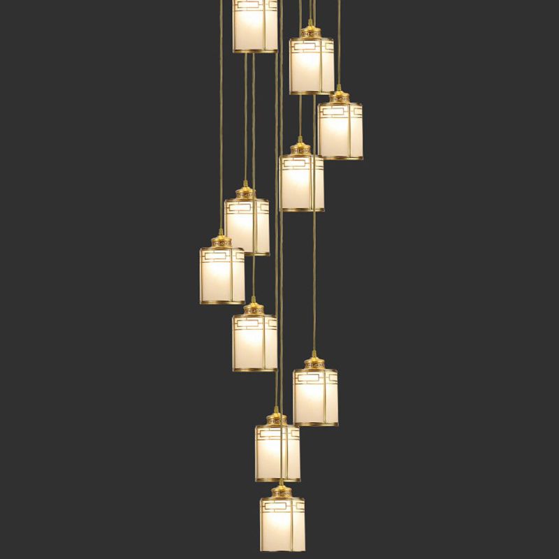 Lampada a sospensione cilindrica bianca in vetro bianco glassata Modern Modern Brass Multiple Hanging Lights for Duplex House