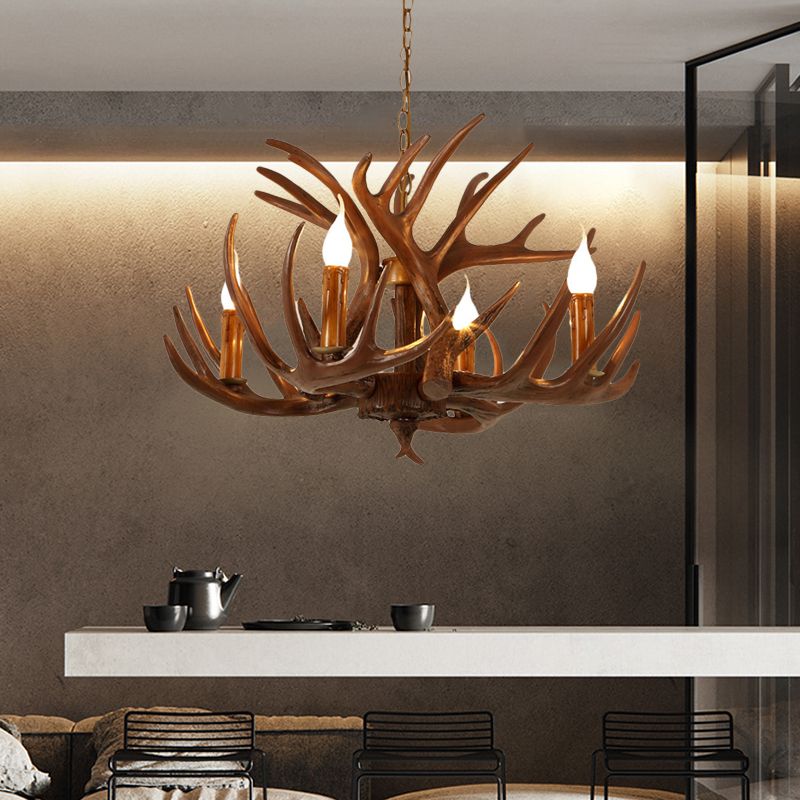 Résine Brun Plafond Branche de lustre 4/6/8 LUMIÈRES RUSTIC PRENDANT PRENDANT POUR RESTAUT