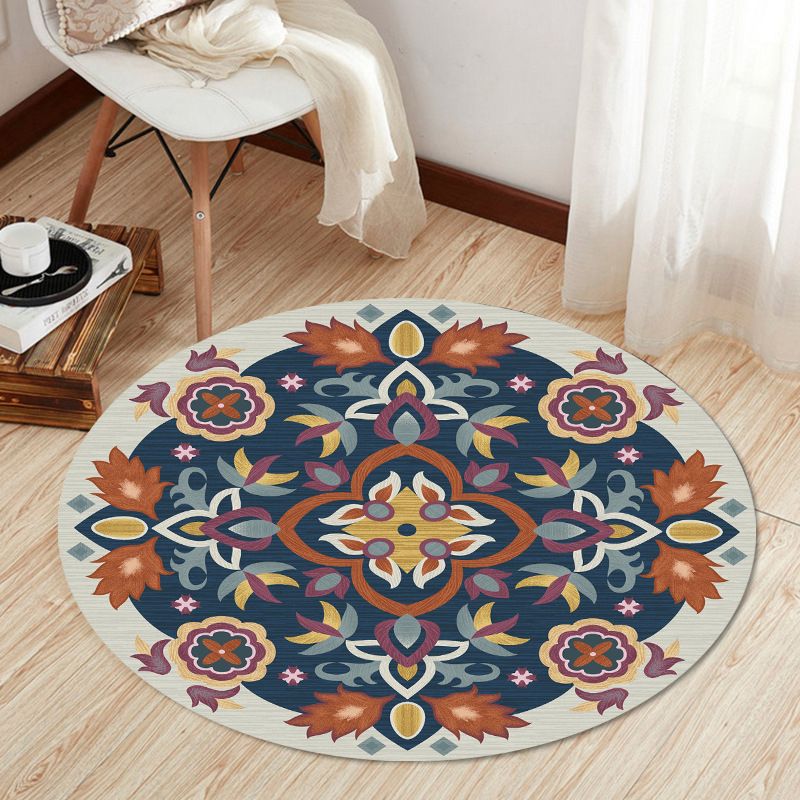 Eclectic Tribal Patterned Rug Multi Colored Polypropylene Rug Stain Resistant Machine Washable Non-Slip Backing Carpet for Living Room