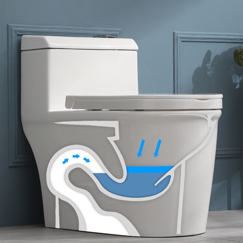 White Ceramic All-In-One Toilet Modern Floor Mounted Toilet Bowl