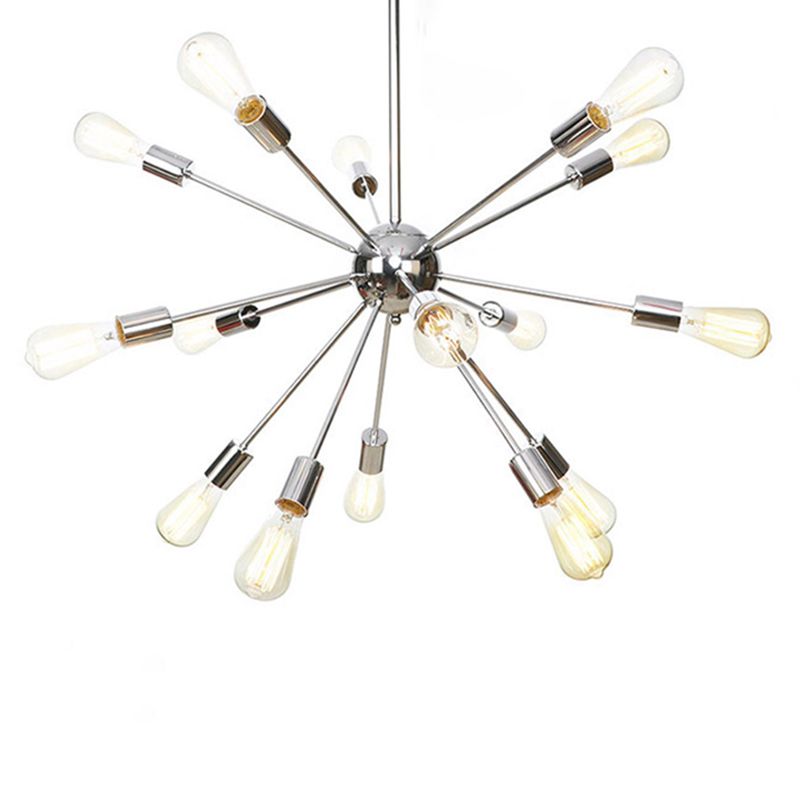 Candelera de metal satelital en forma de ráfaga Estilo industrial de estilo de suspensión de múltiples luces para sala de estar para la sala de estar del dormitorio