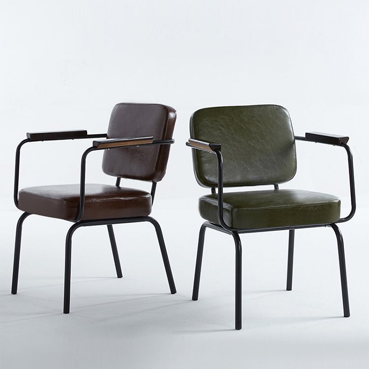 Industrial Style Upholstered Side Chairs with 4 Metal Black Legs Dining Chairs
