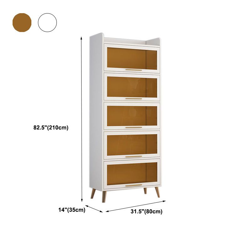 Glass Door Contemporary Sideboard White Engineered Wood Sideboard for Dining Room