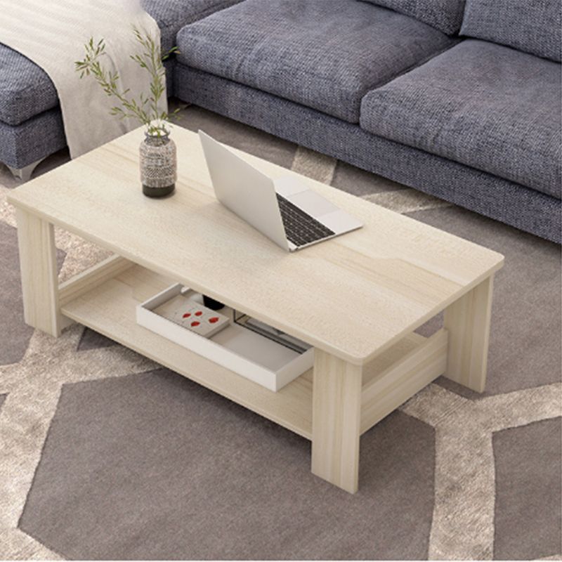 Modern Style Rectangular Artificial Material 4 Legs Base Design Coffee Table