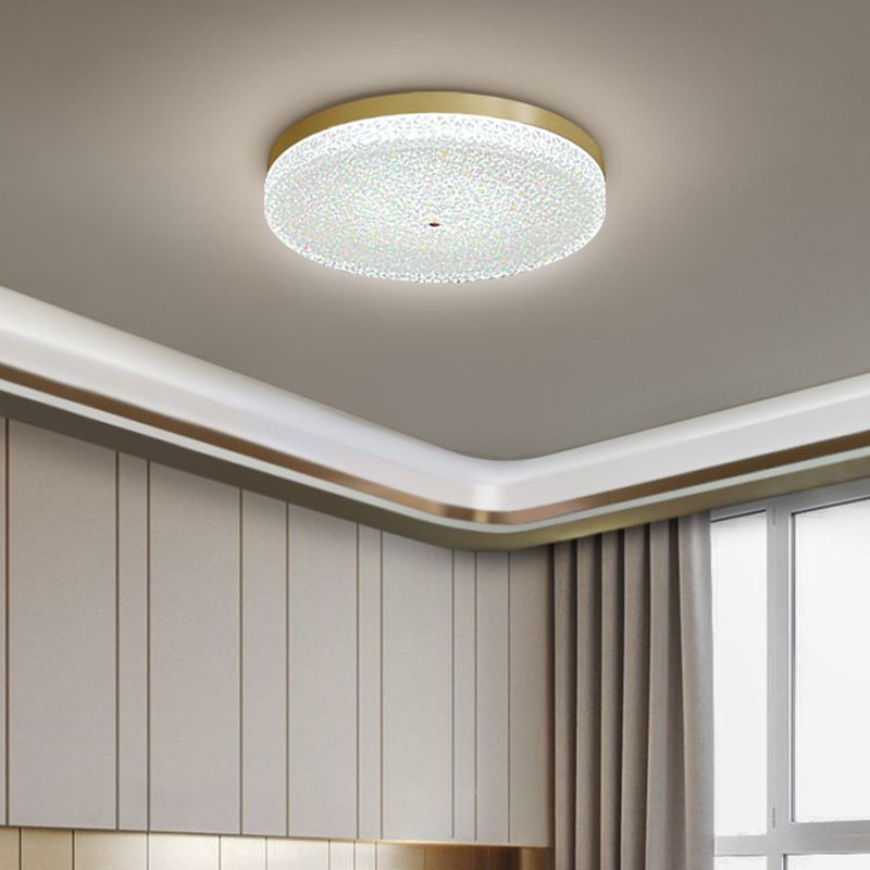 Circular Shape LED Ceiling Lamp Modern Copper 1 Light Flush Mount for Balcony
