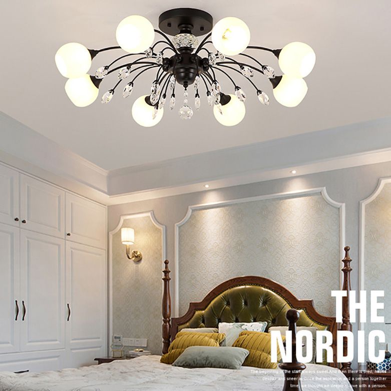 Vidrio negro cerca de la iluminación del techo de forma redonda de techo tradicional accesorio de montura de techo