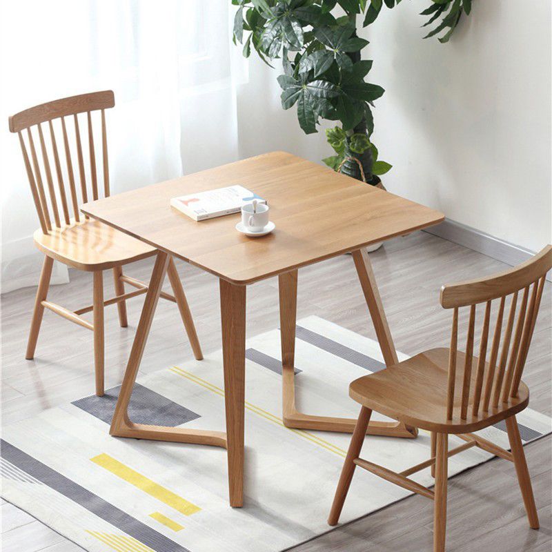 Mesa de comedor de madera maciza de roble con pedestal doble, mesa de comedor de estilo moderno