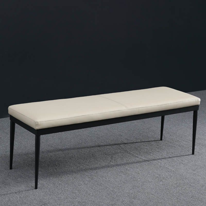 Contemporary Upholstered Bench Metal Home Seating Bench with Black Legs