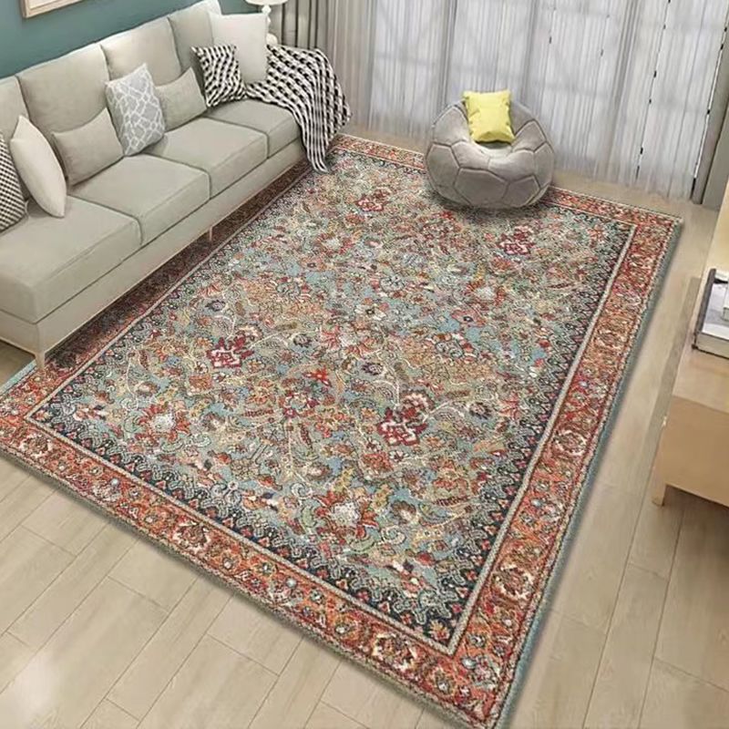 Orange Retro Carpet Polyester Print Carpet Non-Slip Backing Carpet for Living Room
