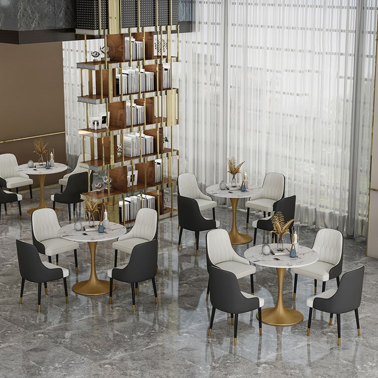 Round Sintered Stone Dining Table Traditional Luxury Dining Table with Tulip Base