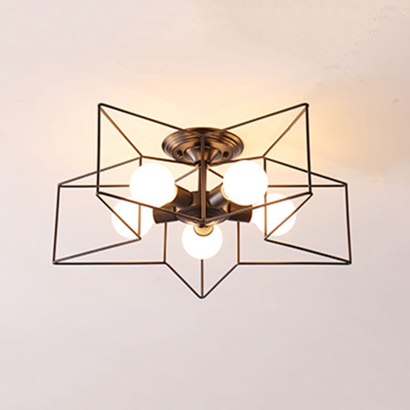 Estrella de techo de techo lámpara de metal de color negro de estilo industrial cerca de la iluminación del techo