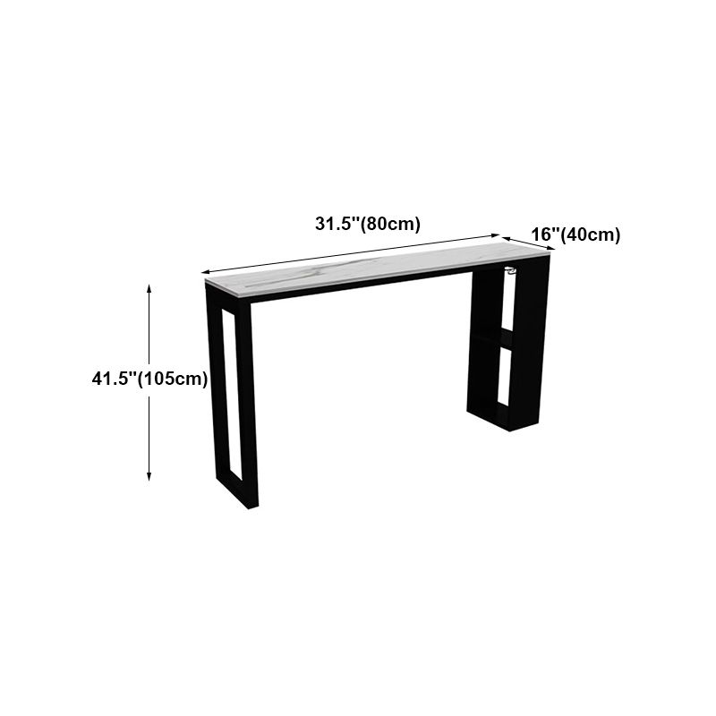Contemporary Bar Dining Table Rectangle Bar Table with Shelves in Black
