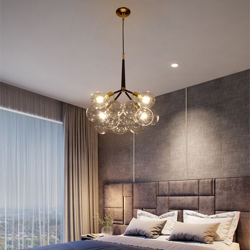 Globe Chandelier Light Fixture Vintage Clear Glass Pendant Lighting for Restaurant