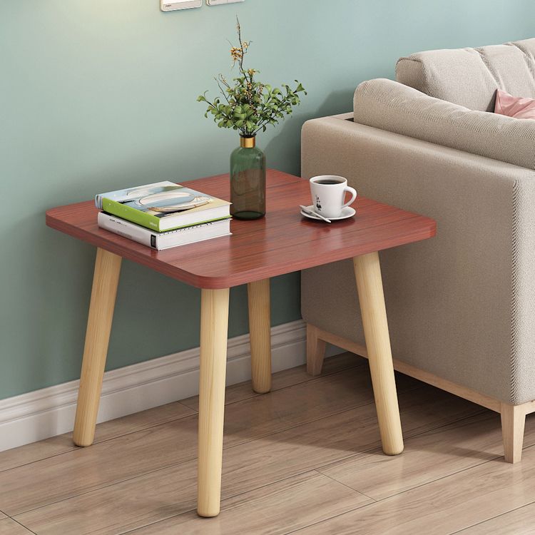 Modern 17" Tall Wooden Single End Table With Four Wooden Legs