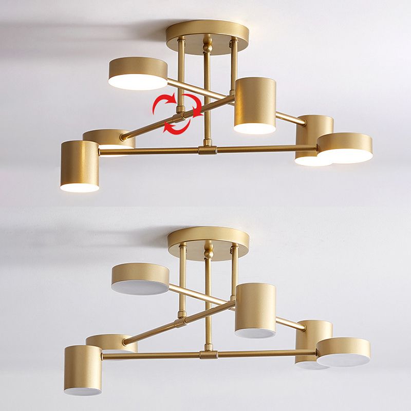 Luci cilindriche del lampadario cilindrico in metallo moderno a 6 luci a pendente