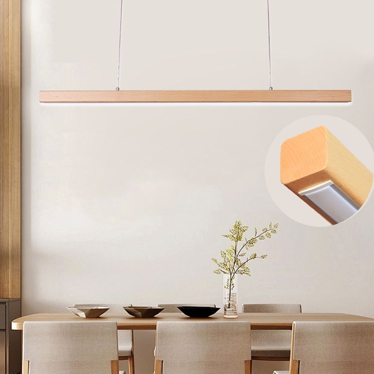Luci a sospensione a sospensione in legno Lampade appese lineari moderne per sala da pranzo