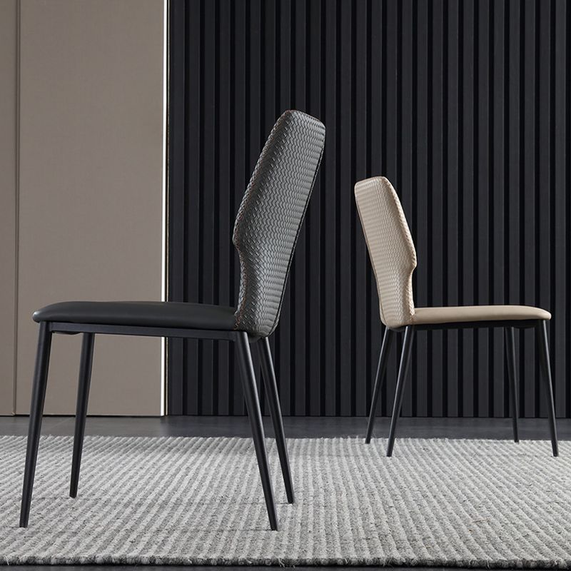 Industrial Style Faux Leather Chairs Armless Side Chairs with Metal Legs for Kitchen