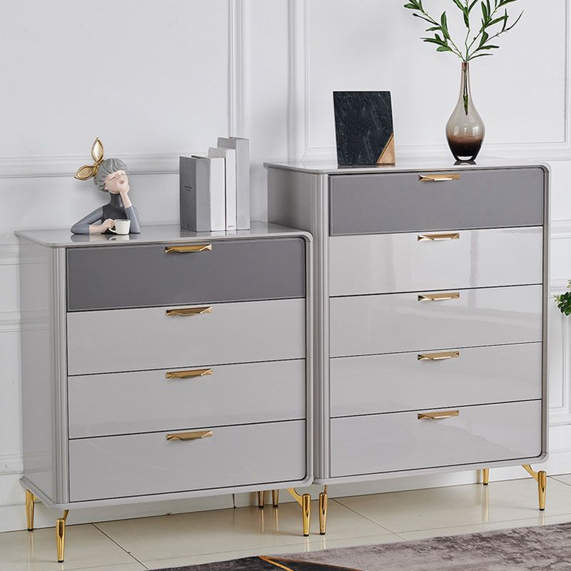 Bedroom Glam Storage Chest Stone 16"Wide Chest in Gray with Drawers