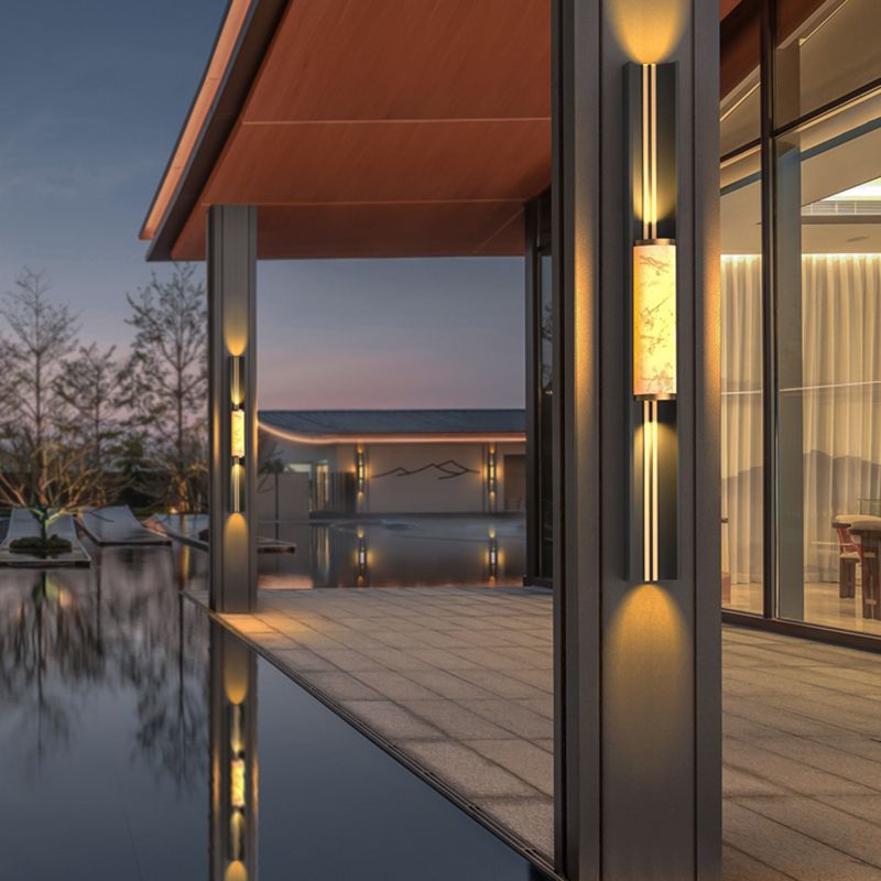 Contemporary Wall Sconce Marble Shade Wall Light Fixture for Courtyard