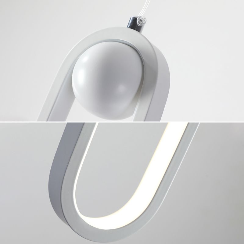 Oval Bedroom Hanging Light Fixture Metal Simple Style LED Suspended Lighting Fixture