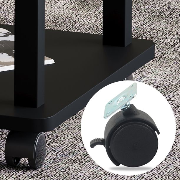 Modern 4 Legs Rectangular Coffee Table with Casters Cocktail Table in Black/White