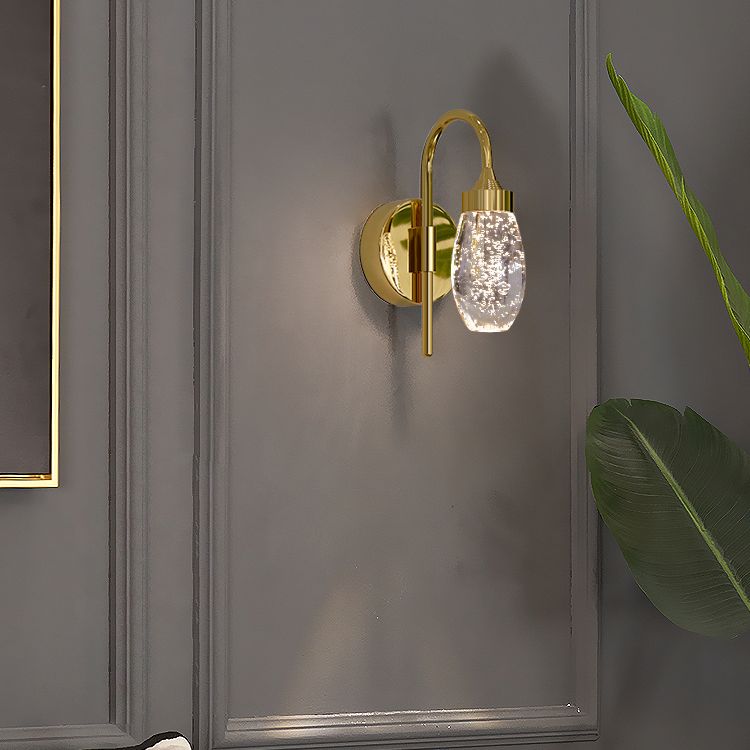 Iluminación de pared de 1 luces de oro de 1 luces de estilo moderno de cristal de cristal Ideas de iluminación de pared