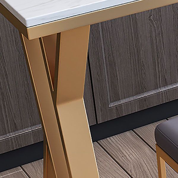 Glam Bar Table Set 1/2/3/5/7 Pcs White Stone Bar Table with Upholstered Stools